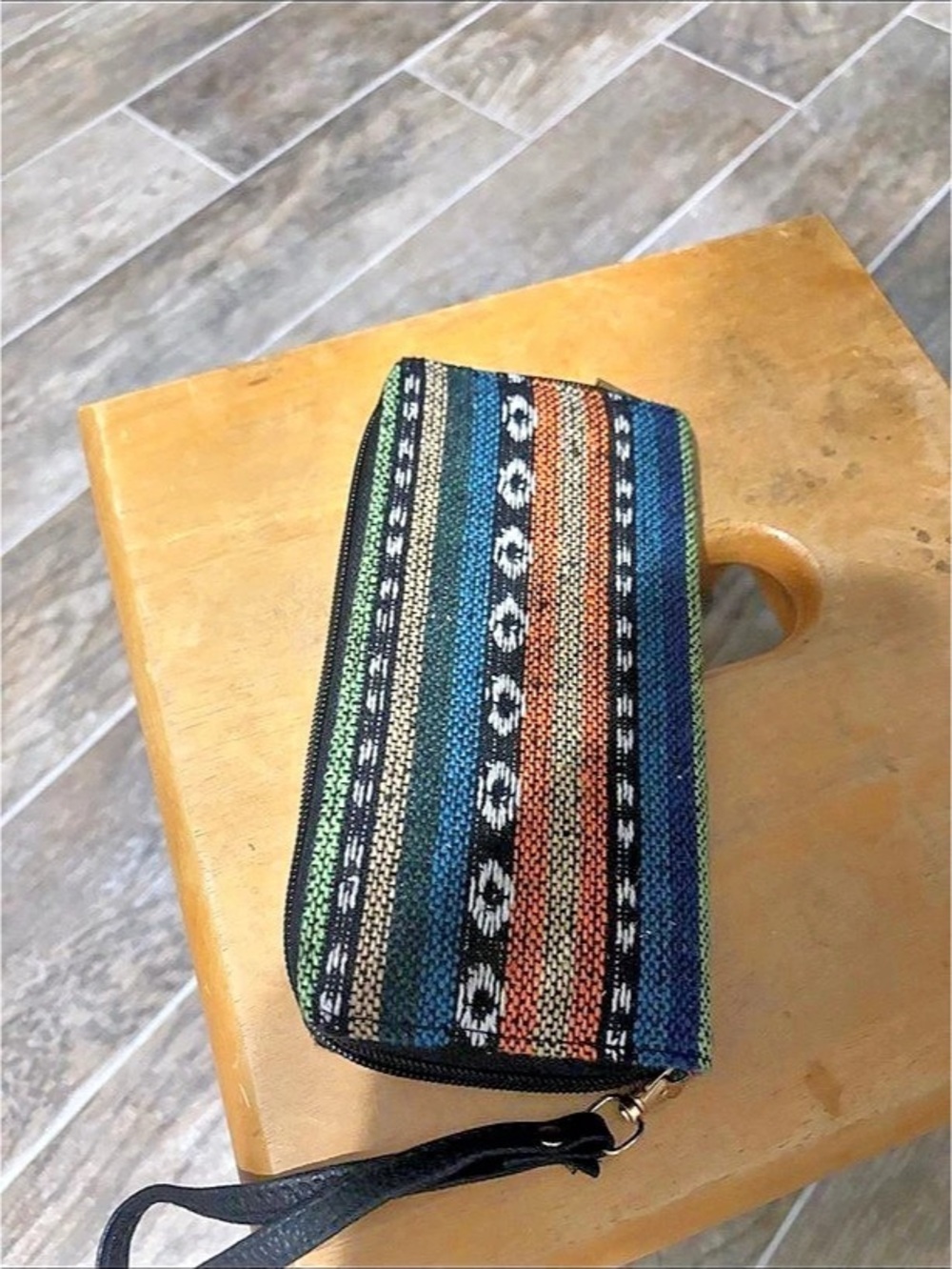 Striped Wallet in Blue & Black Like New